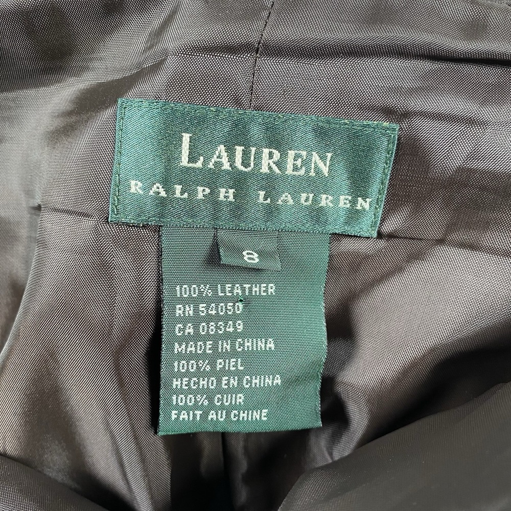 Lauren Ralph Lauren LRL Skirt Womens Sz 8 Brown Leather Pencil Western Boho 90s - Picture 8 of 13